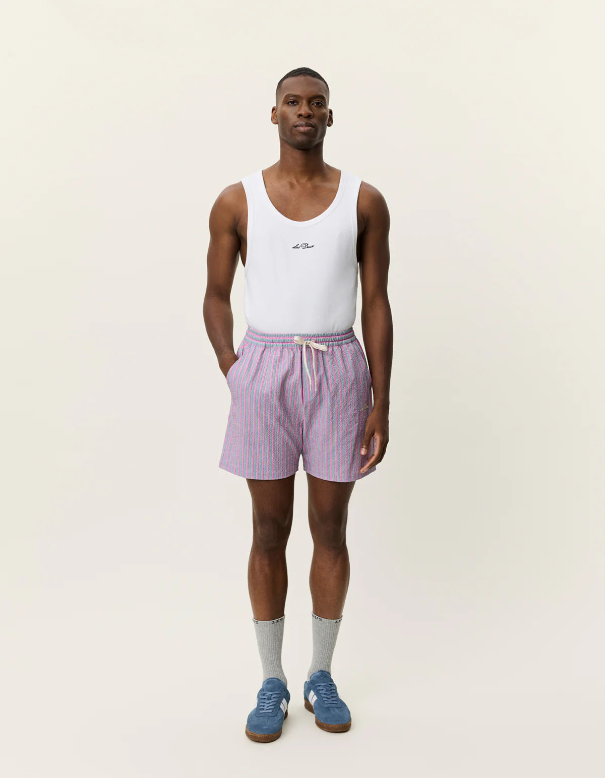 STAN STRIPE SEARSUCKER SWIM TRUNKS - LES DEUX