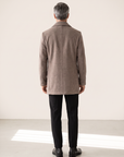 WOOL-BLEND DOUBLE-BREASTED COAT – TAUPE - Full Body Back