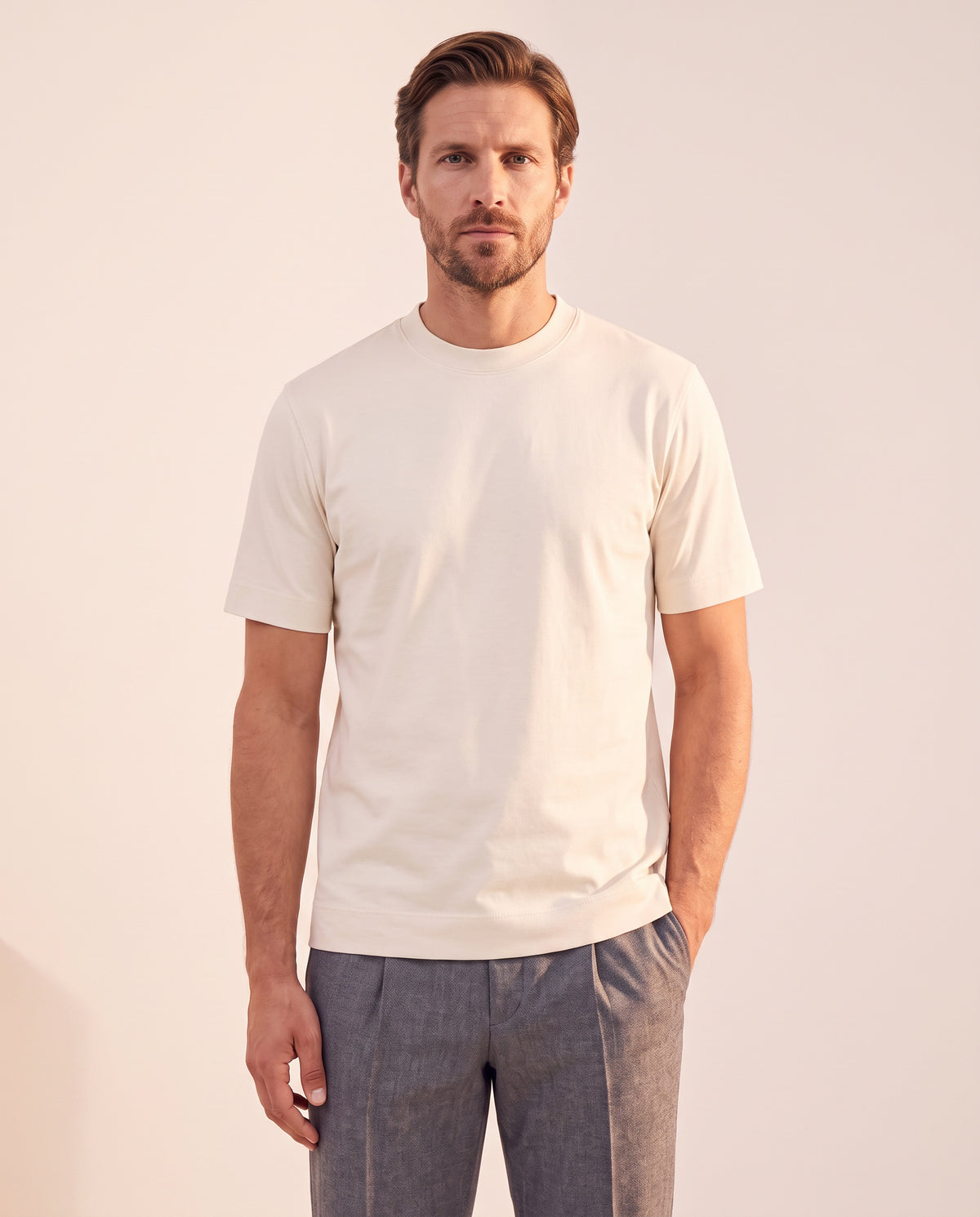 Circolo 1901 Cashmere-Touch Short-Sleeve T-Shirt – OFF WHITE - Hero Front