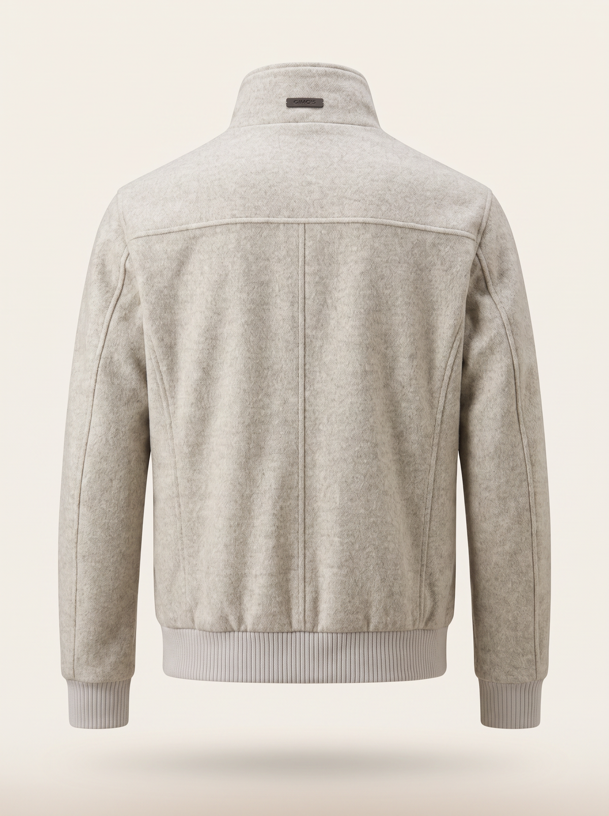 WOOL-BLEND BOMBER WITH DETACHABLE FAUX-FUR COLLAR – GREY - Ghost Back
