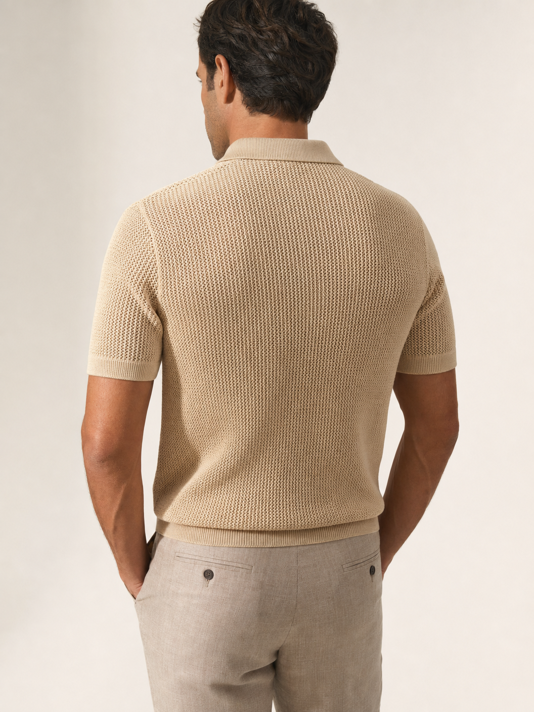 Tagliatore Tilley Knit Polo Beige — Image 4