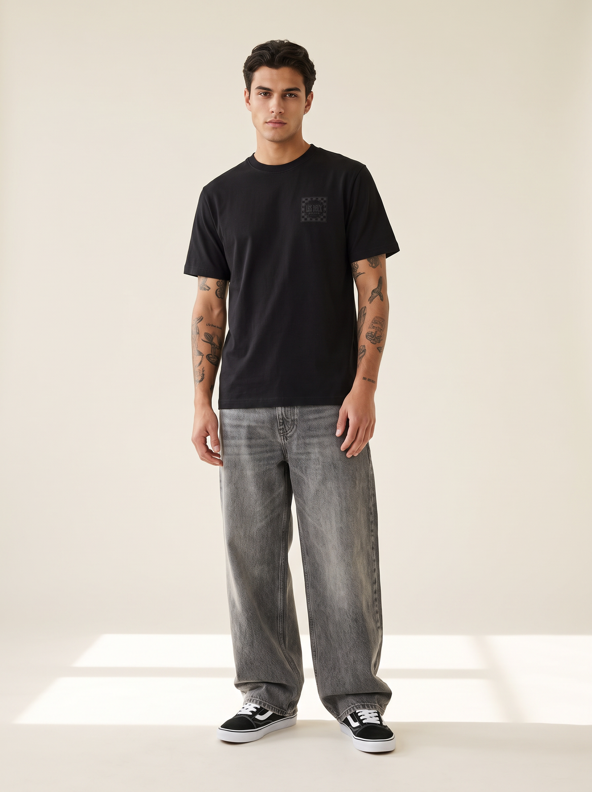 GOODS T-SHIRT - LES DEUX – BLACK - Full Front Model