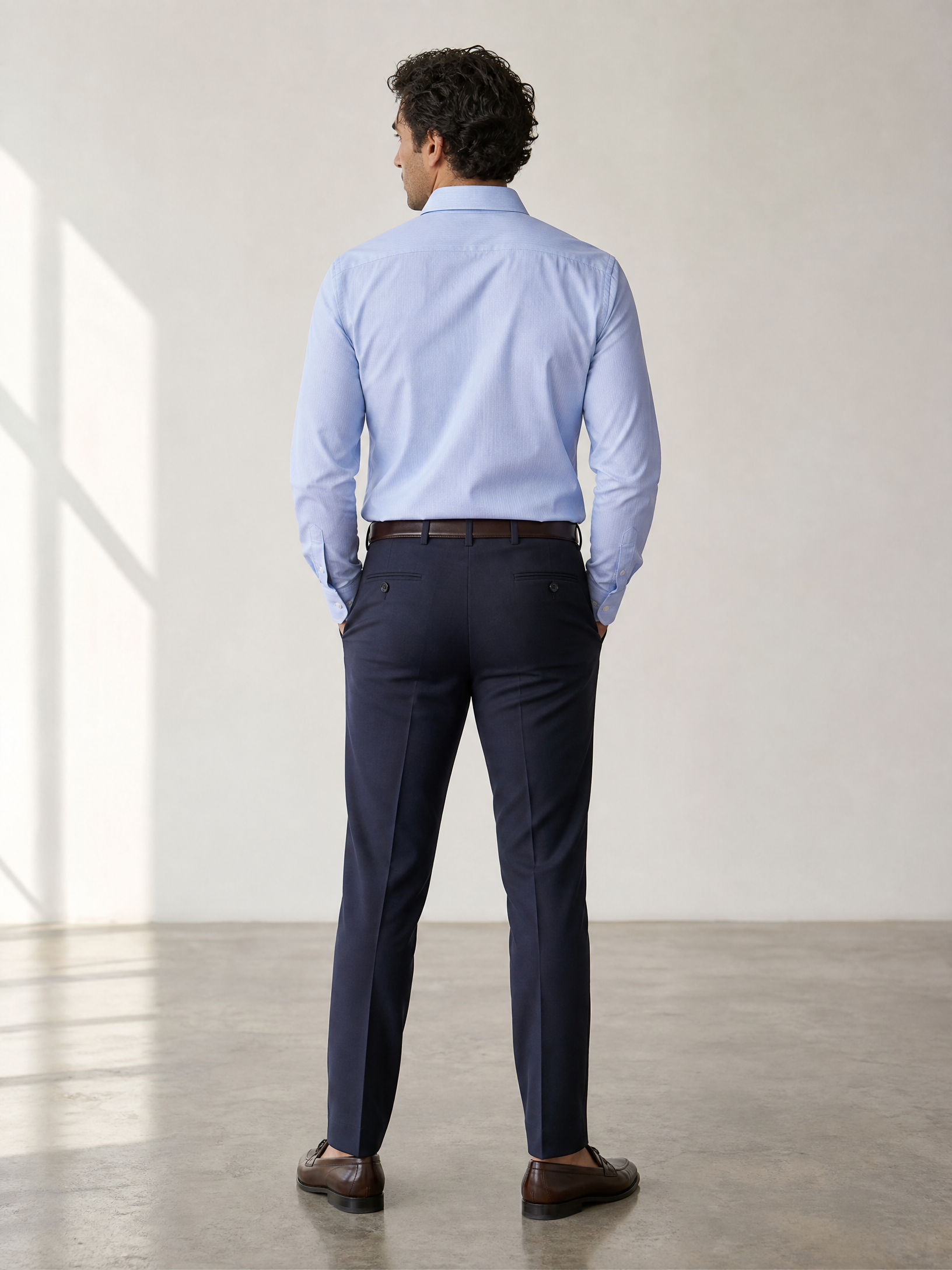 SAND Performance Dobby Shirt – BLUE - Full Back Model