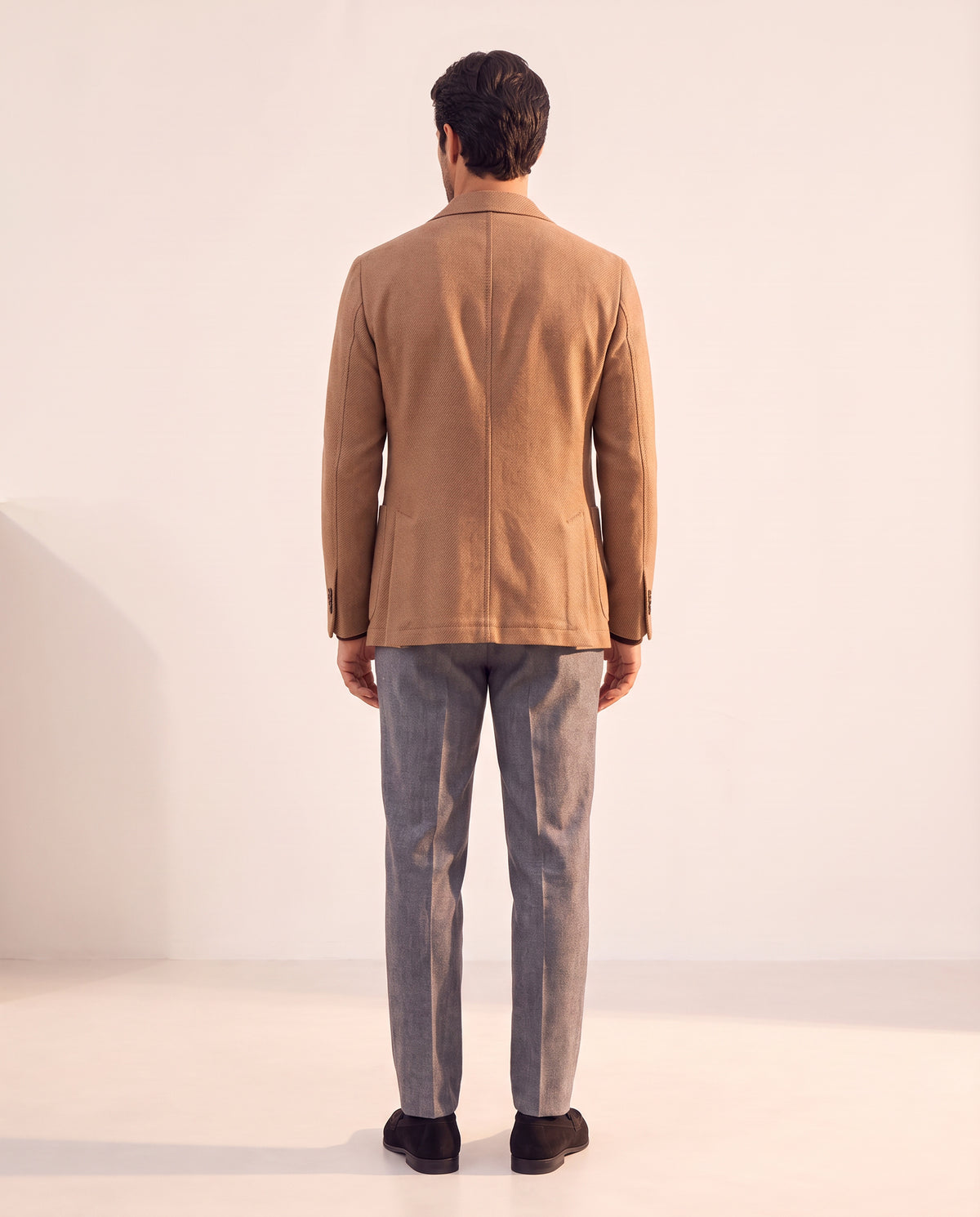 Circolo 1901 Garment-Dyed Soft Twill Wool Blazer – LIGHT MOCHA - Full Back Model