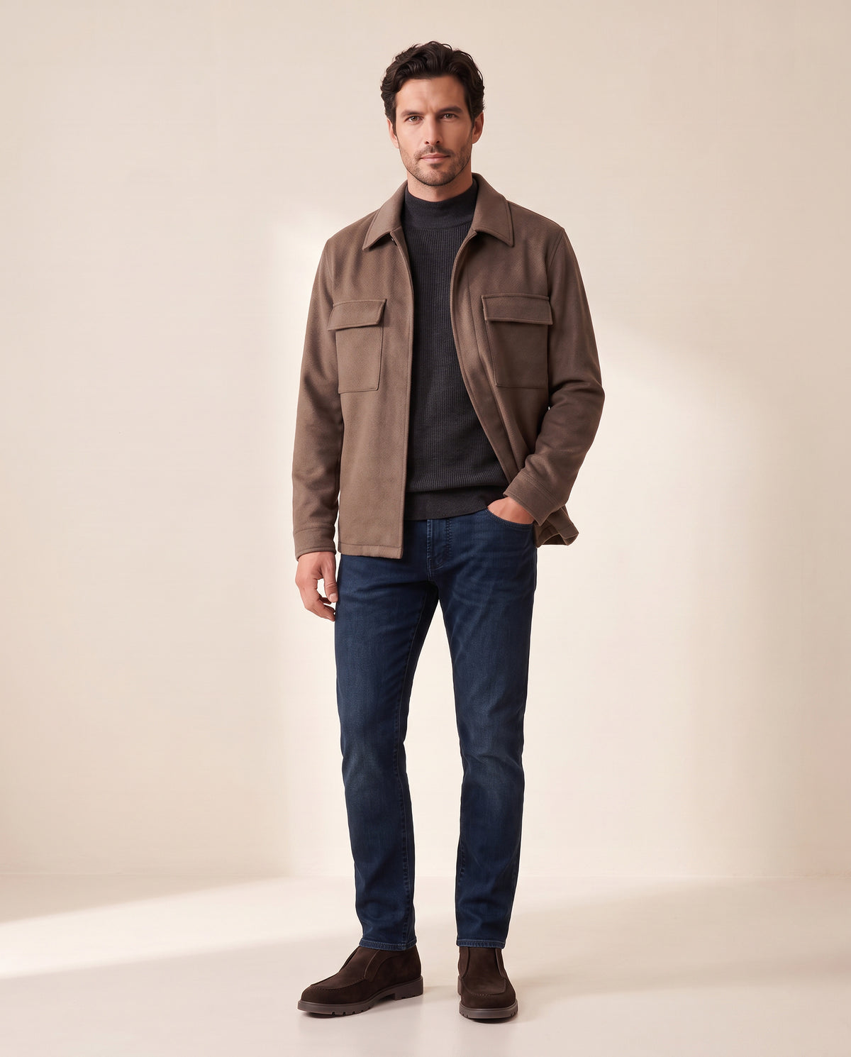 Robert Barakett Darcy Suede Boot – CHOCOLATE - Full-Length Styled Model
