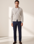 RICE STITCH FULL-ZIP CARDIGAN – SLATE - Full Body Front