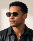 Vintage Frames Detroit Player XL Double Rope Edition 18KT Two-Tone Gold – Black – YELLOW / WHITE GOLD / BLACK - Grafic model portrait