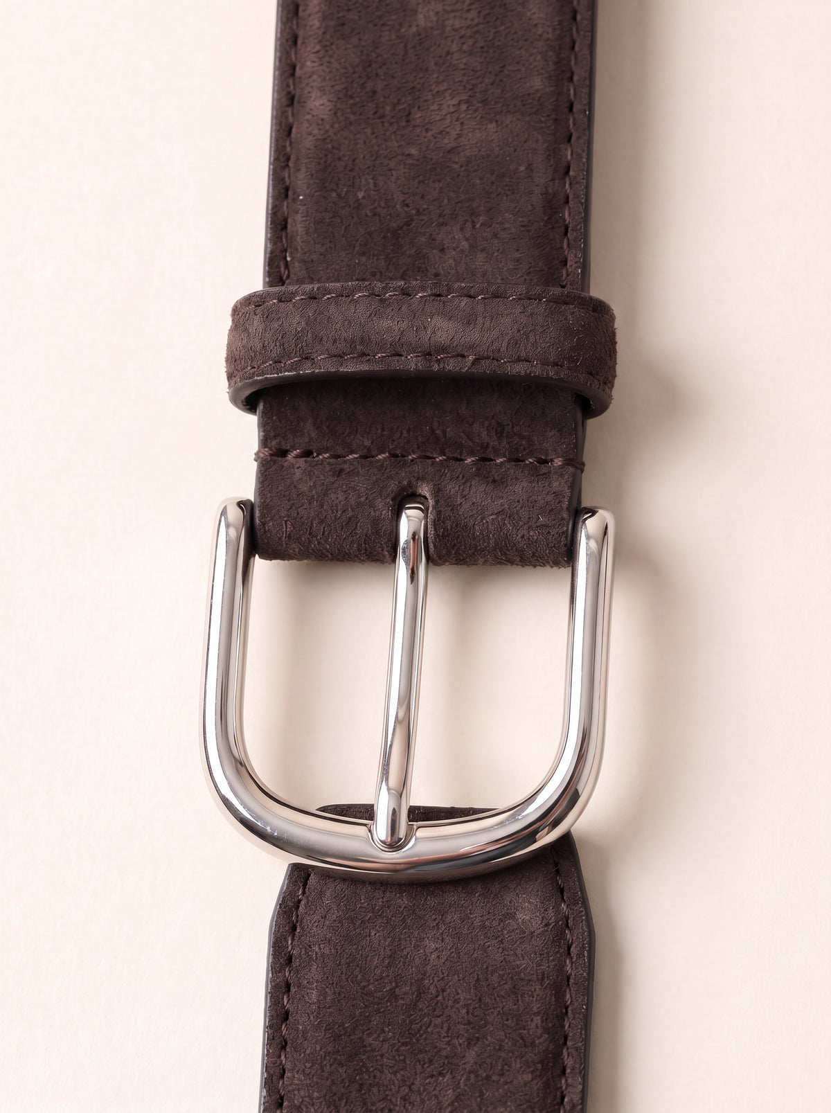 Paolo Vitale Calf Leather Belt — Dark Brown – DARK BROWN - Buckle & Texture Detail