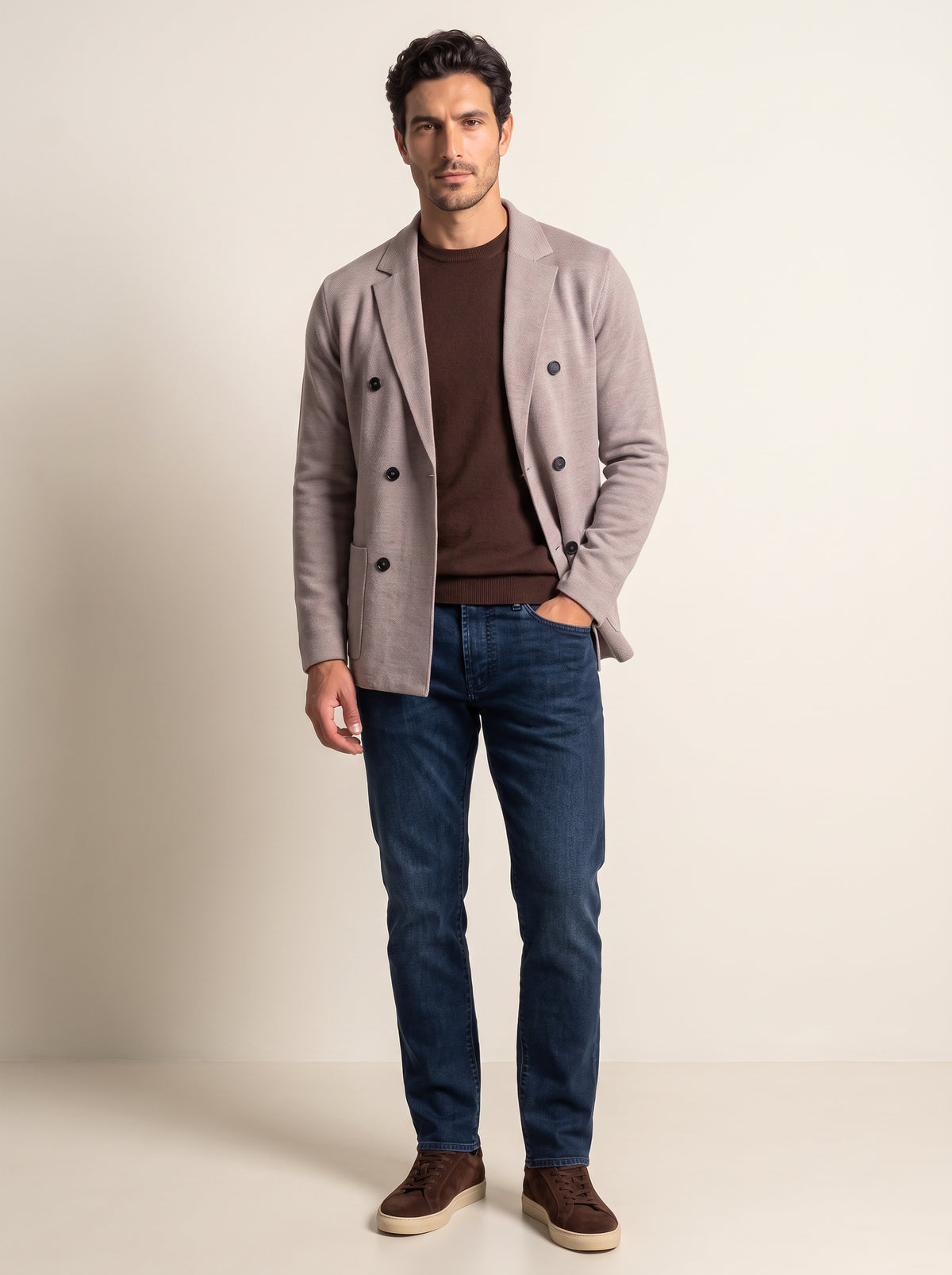 MICHELANGELO NAVY USED R-ELAX JEANS - BLUE – BLUE - Full Front Model