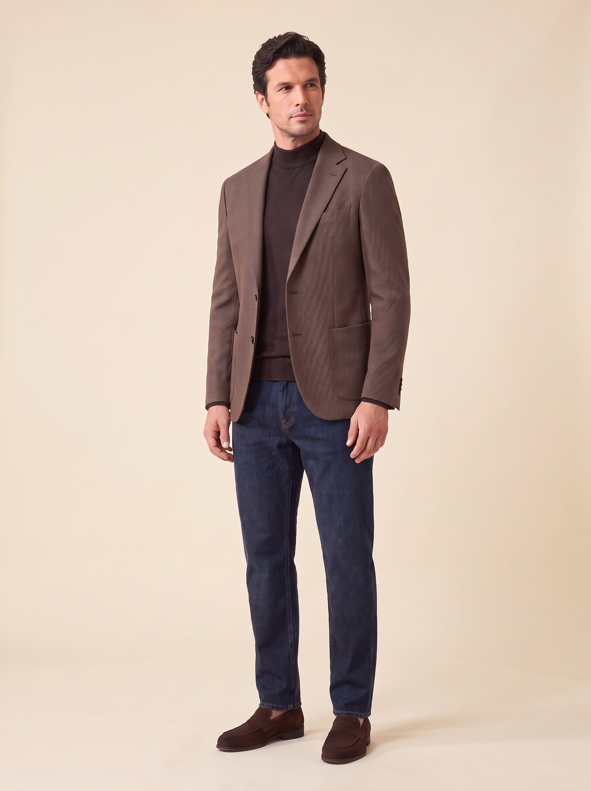 FRADI SLD Single-Breasted Jacket – BROWN - Full Three Quarter