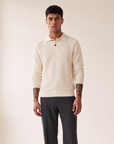 CHECK STRUCTURE KNITTED LS POLO - LES DEUX – LIGHT IVORY - Hero Front