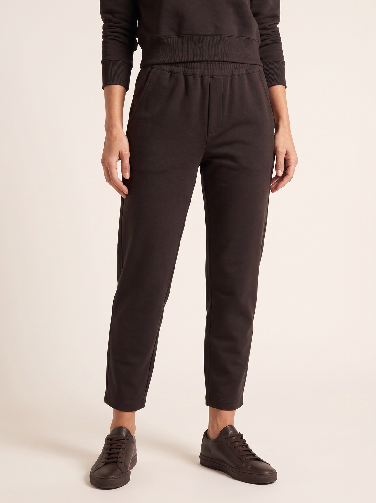 Brushed Pima Cotton Tapered Pant – MOLASSES - Hero Front