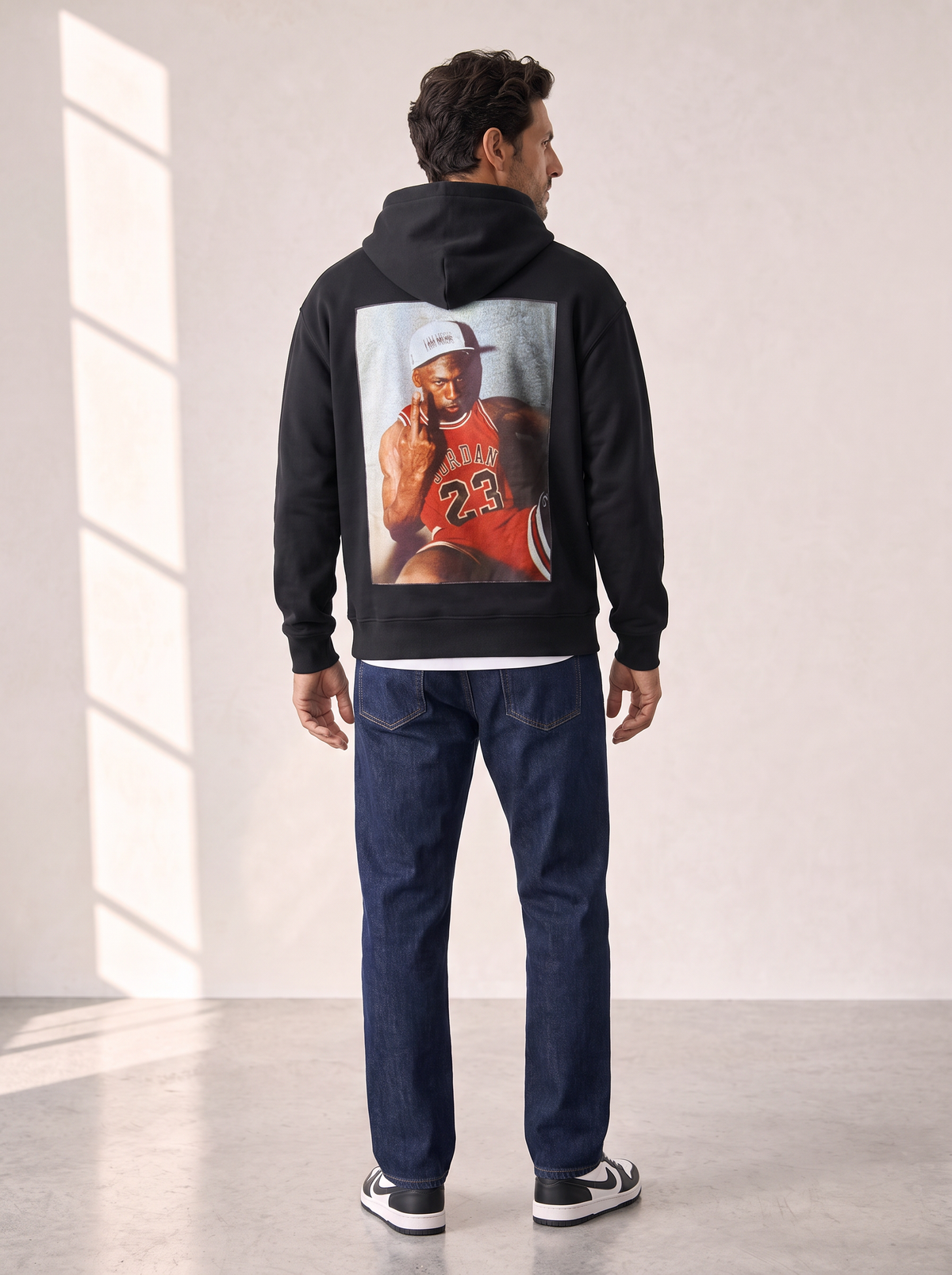 I AM MUSIC SILK PRINT HOODIE - BASTILLE – BLACK - Full Body Back