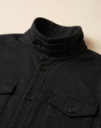 FRADI SLJ Overshirt – BLACK - Collar Placket Detail
