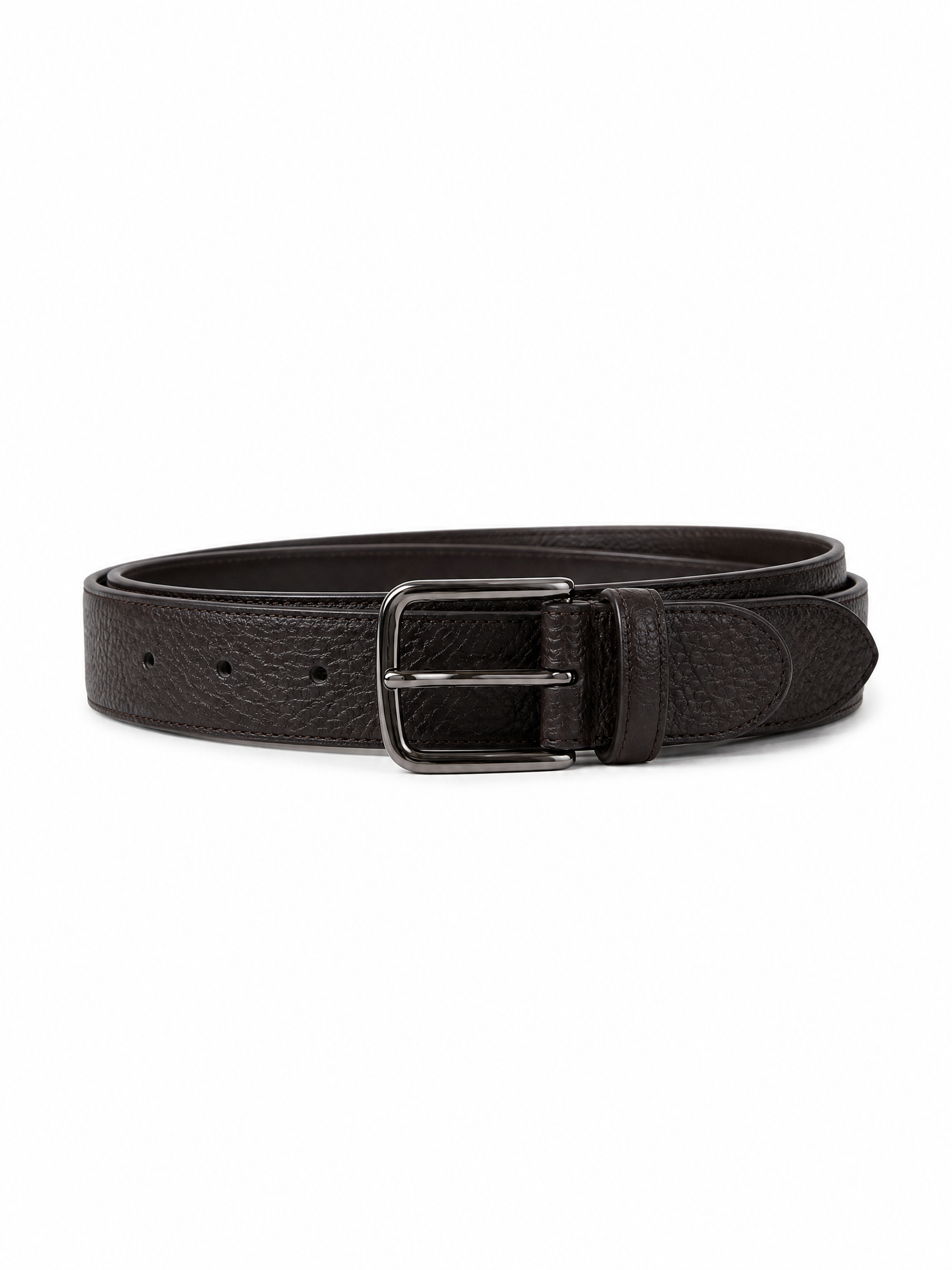 Paolo Vitale Pebbled Leather Belt – BROWN - Coiled Hero