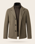 WOOL-BLEND JACKET WITH DETACHABLE BIB – OLIVE - Ghost Front