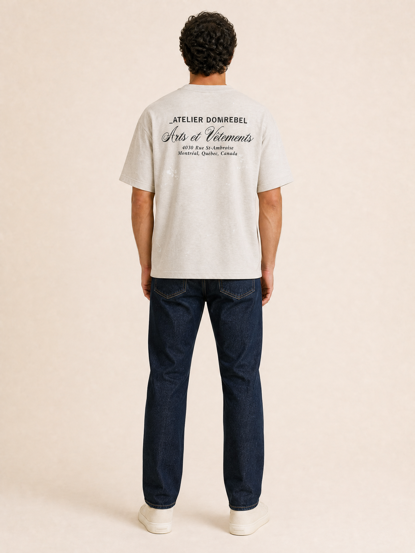 ART VETEMENTS T-SHIRT - DOM REBEL – GREY - Full Back Model