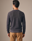 FERRANTE ESSENTIAL TEXTURED MERINO CREWNECK – DARK CHARCOAL - Mid-body Back