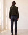 L’AGENCE Janelle Corduroy Jacket – ARMY - Full Back Model
