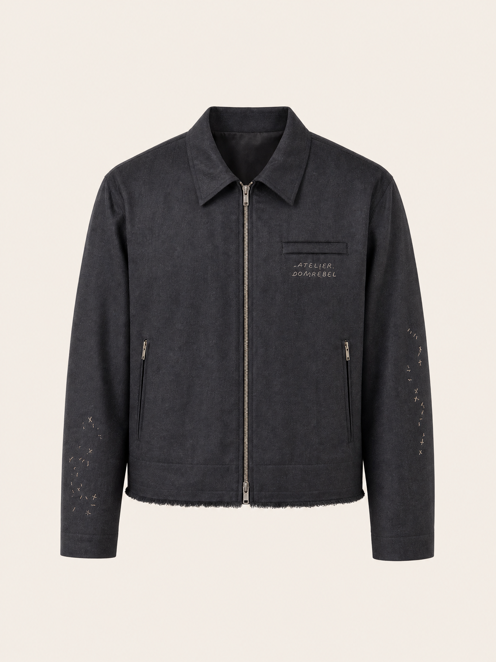 BACKSTAGE WOOL JACKET - DOM REBEL – BLACK - Ghost Mannequin Front