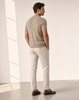 Ferrante Textured Linen T-Shirt – Taupe - Back Angle