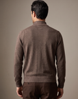 FERRANTE ESSENTIAL MERINO WOOL FULL-ZIP KNIT – WARM BROWN - Mid-body Back