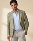 Fugàto Wide Pin Stripe Knit Blazer – Green - Hero Front