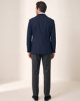 Gordon Textured Shirt – SAND – LIGHT BLUE - Full Body Back