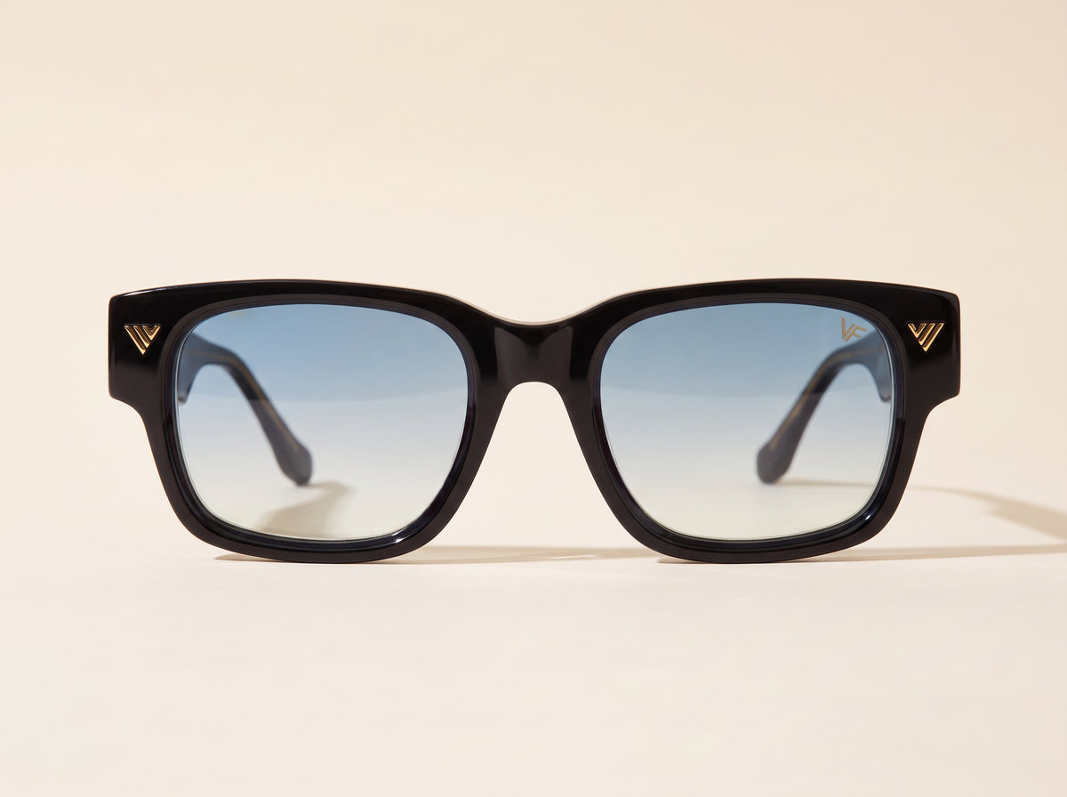 Vintage Frames Bowie Black and Clear Acetate – Blue Gradient Flash Blue – GLOSSY BLACK / BLUE GRADIENT FLASH BLUE - Front hero