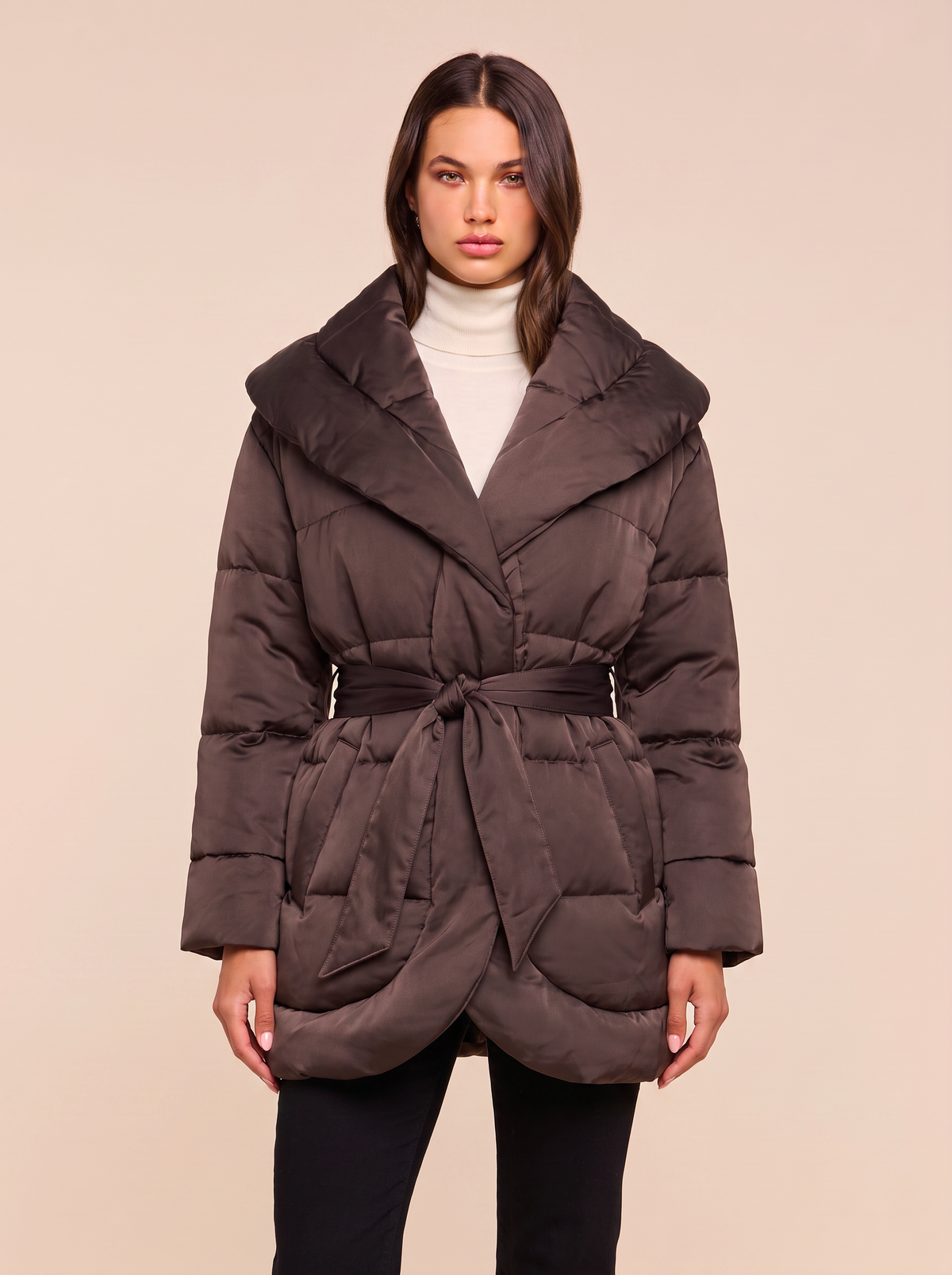 Glacier Shawl Puffer Jacket – DARK JAVA - Hero Front