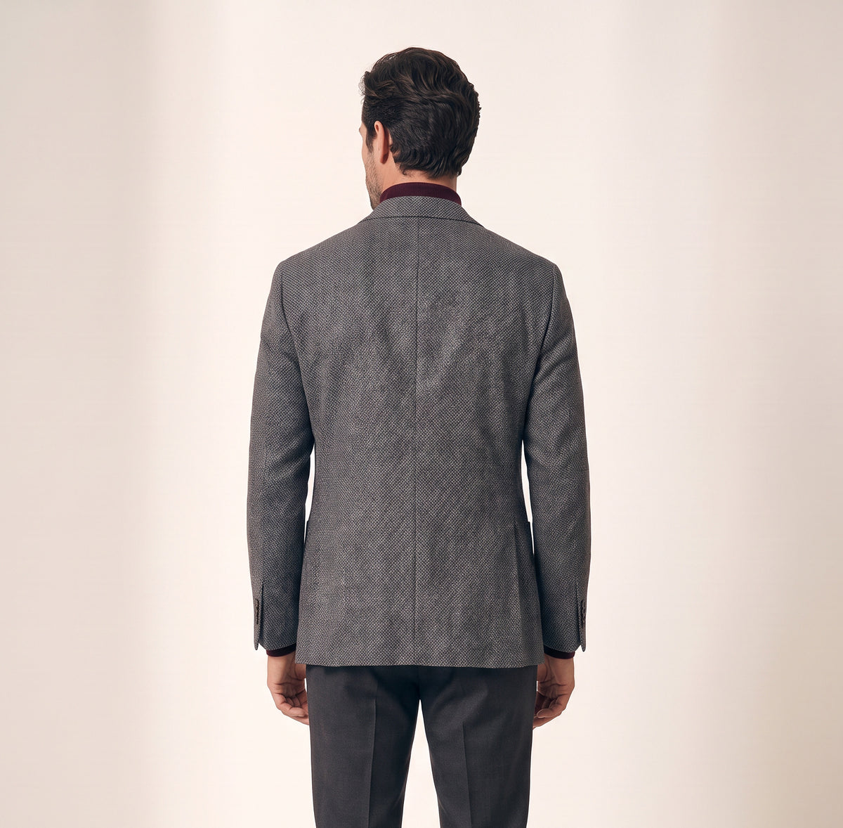Star Napoli Textured Blazer – SAND – SMOKY GREY - Hero Back