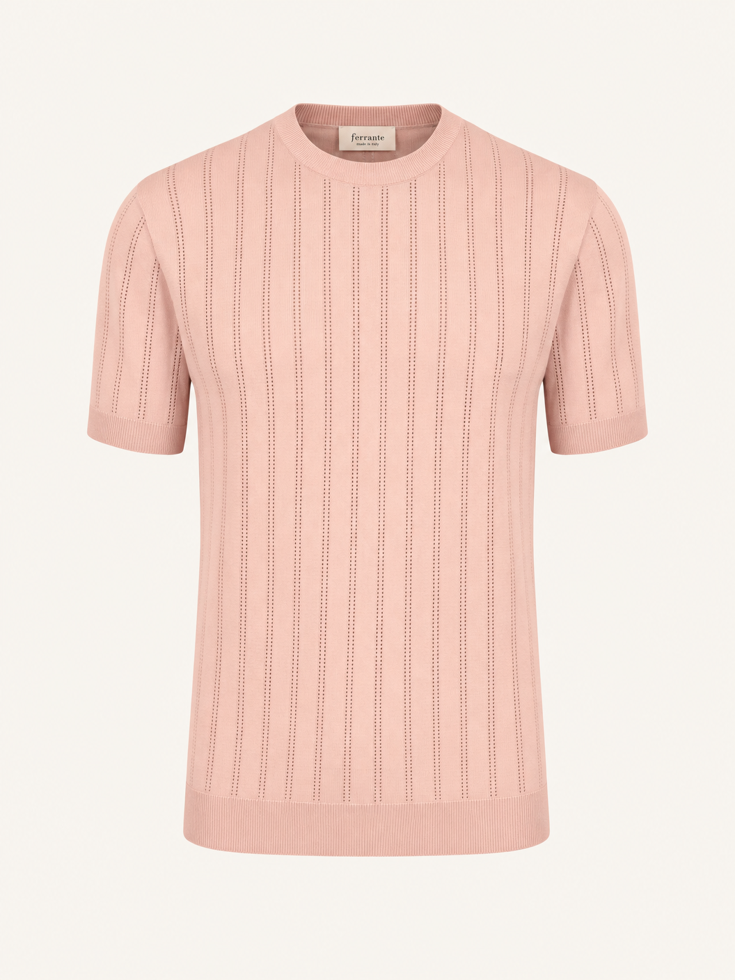 Ferrante Pima Cotton Perforated T-Shirt Pink - Image 5