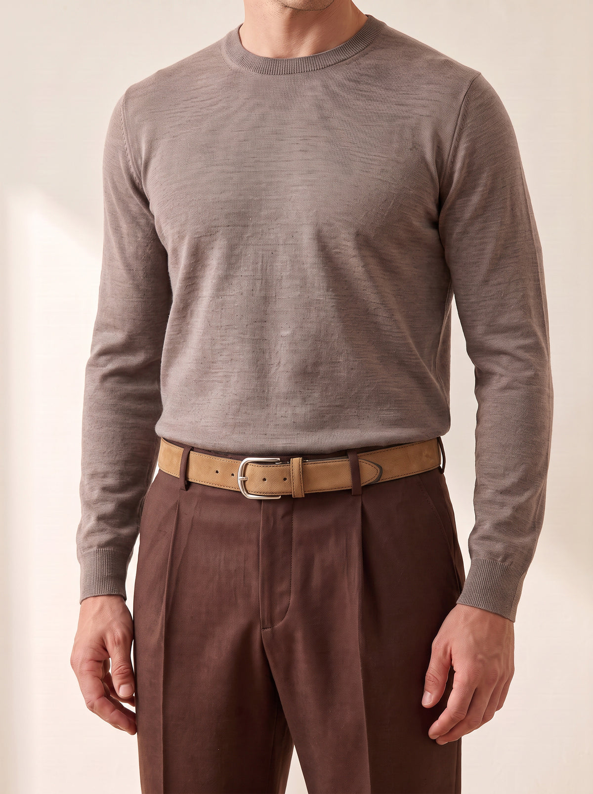 Paolo Vitale Calf Leather Belt — Tan – TAN - Styled Three-Quarter