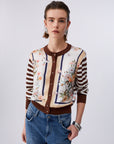 Cardigan with printed twill insert