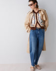 Cardigan with printed twill insert