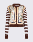 Cardigan with printed twill insert