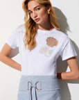 T-shirt with openwork embroidery
