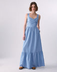 Long linen-blend dress