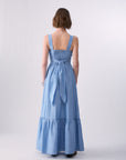 Long linen-blend dress