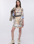 Short printed twill dress