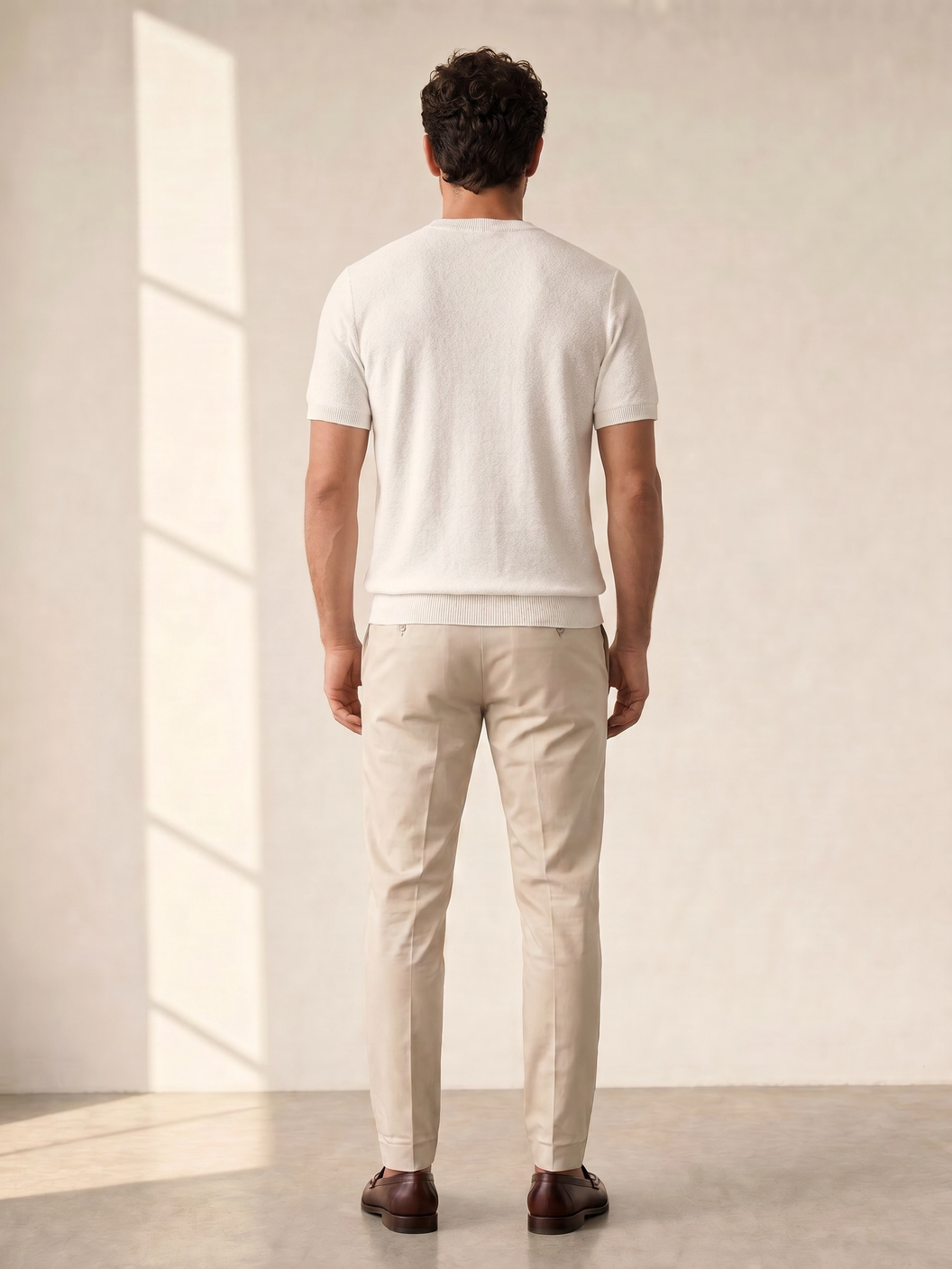 Gran Sasso Terry Cotton T-Shirt – White - Full Back Model