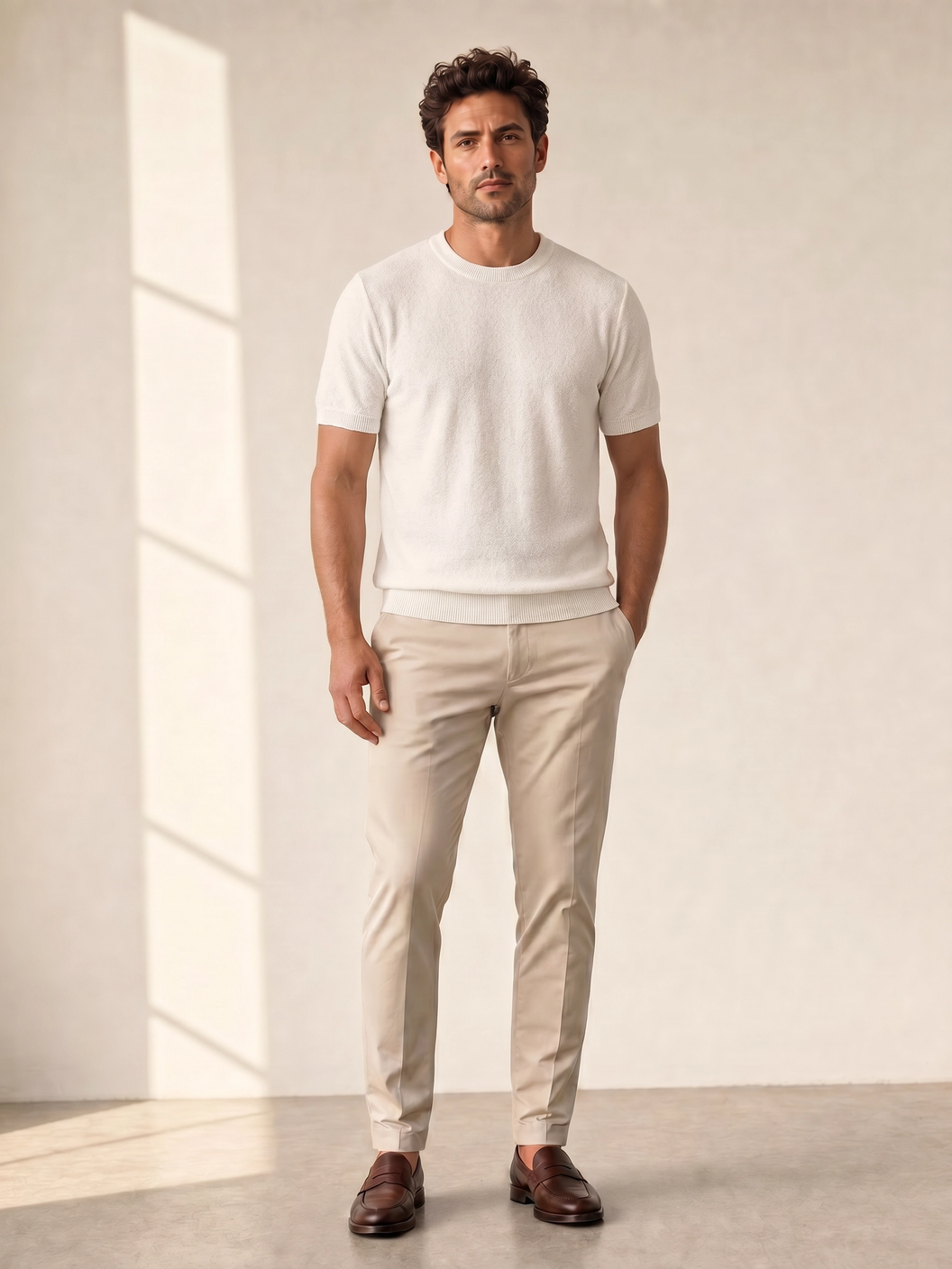 Gran Sasso Terry Cotton T-Shirt – White - Full Front Model