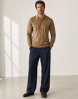 LS Knit Button-Down Shirt Gabriele Pasini – BROWN - Full Front Model