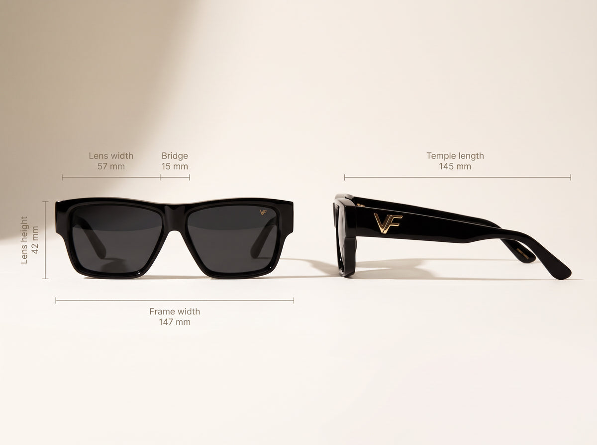 Vintage Frames VF Heir Black Acetate – Black – BLACK / BLACK - Measurements
