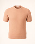 Gran Sasso Zig-Zag Knit Cotton-Blend T-Shirt – Salmon - Ghost Front