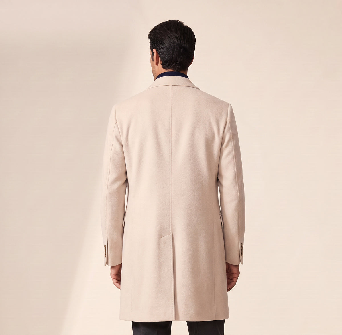 Sultan Double-Breasted Coat – SAND – CREAM - Hero Back