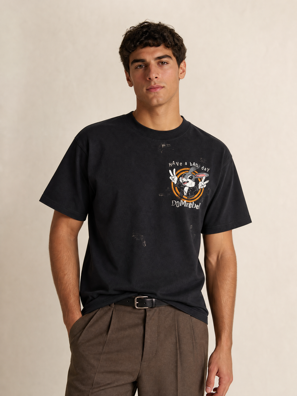 BAD BUNNY T-SHIRT - DOM REBEL – BLACK - Hero Front