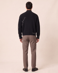 DADDY KNIT ZIP CARDIGAN - DOM REBEL – BLACK - Full Back Model