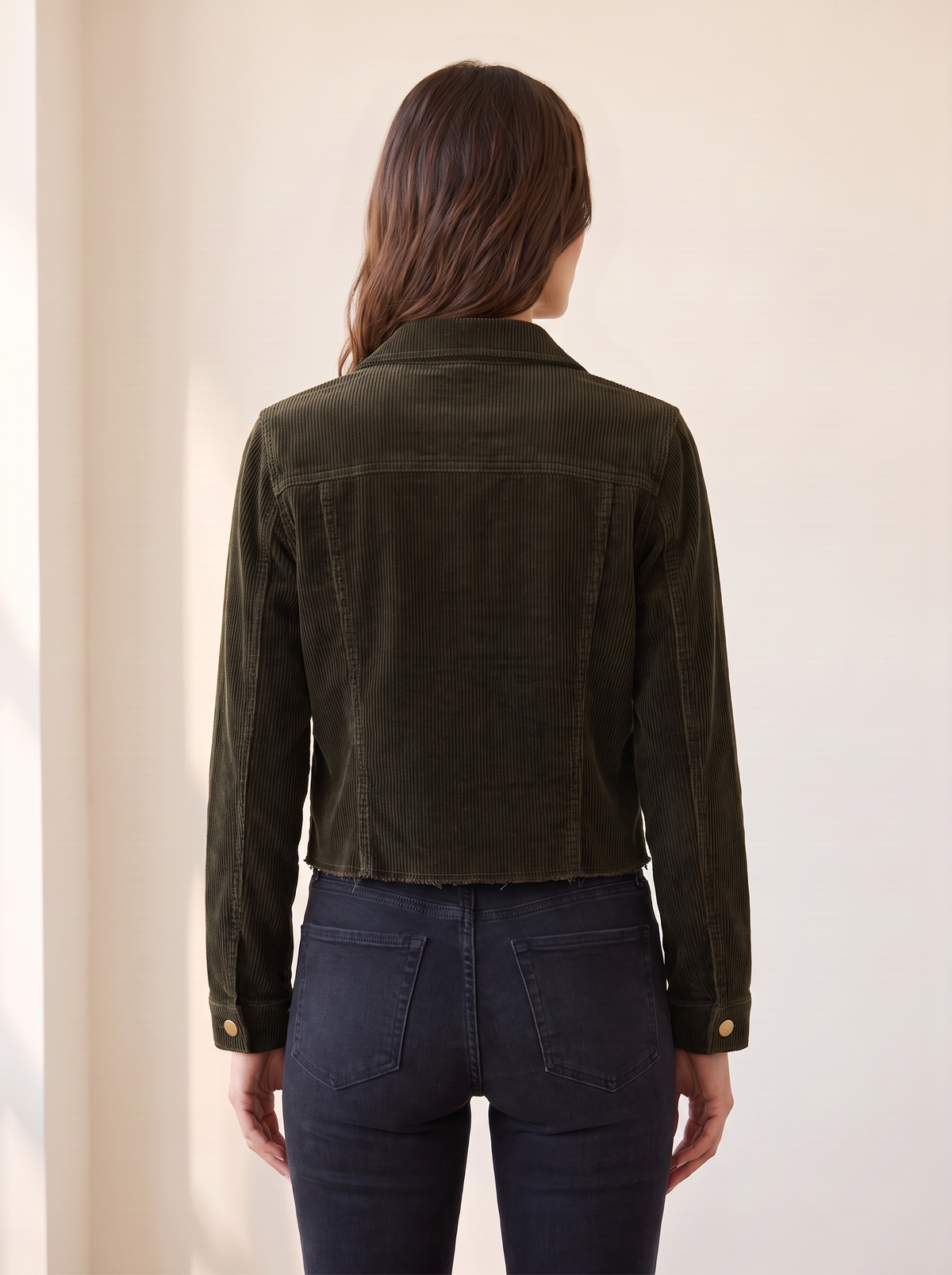 L’AGENCE Janelle Corduroy Jacket – ARMY - Hero Back