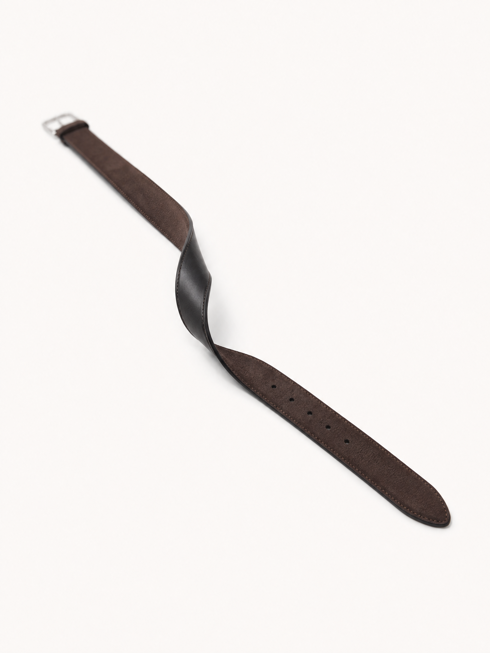 Paolo Vitale Suede Belt – BROWN - Reverse & Tip Detail